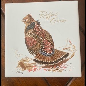 COPY - Vintage Screen Craft Art Tile Ruffed Grouse.